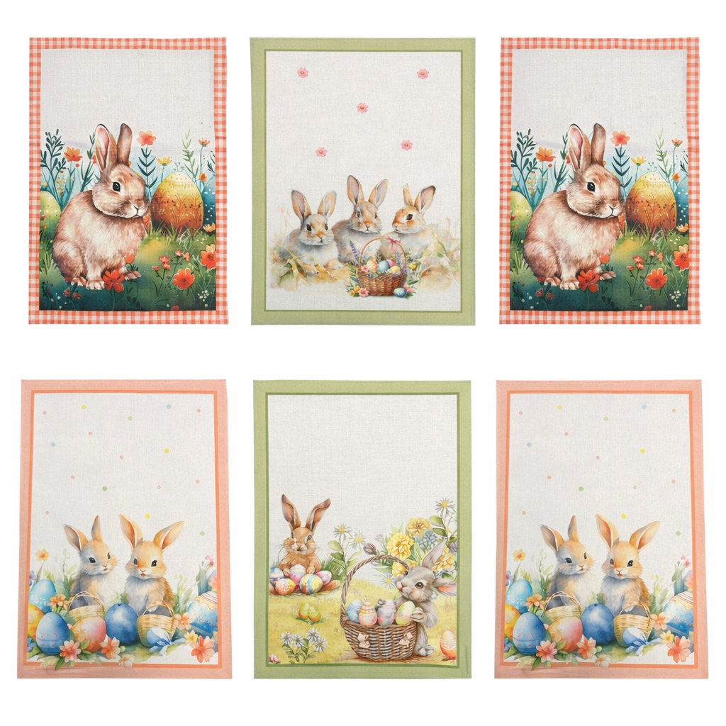Set da 6 strofinacci in Stampa Digitale Dolce Pasqua - Botticelli Home
