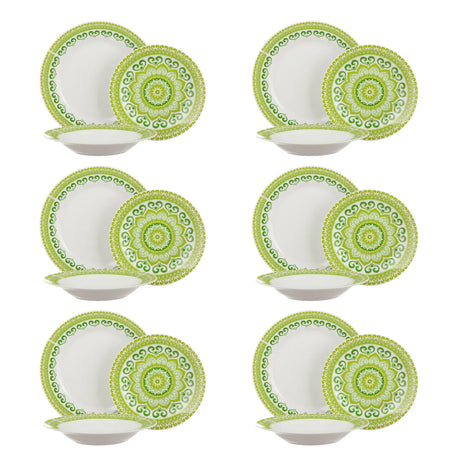 Servizio Piatti 18 Pezzi Orlando Green In Porcellana - Arca
