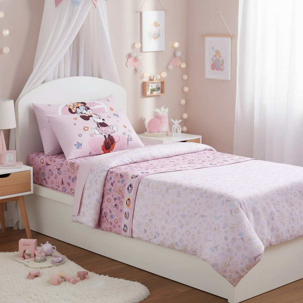 Completo Lenzuola Minnie Love 100% Cotone - Caleffi