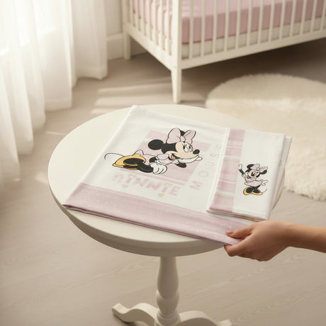 Completo lenzuola 3 pezzi culla/carrozzina Minnie Mouse  100% cotone - Disney Baby