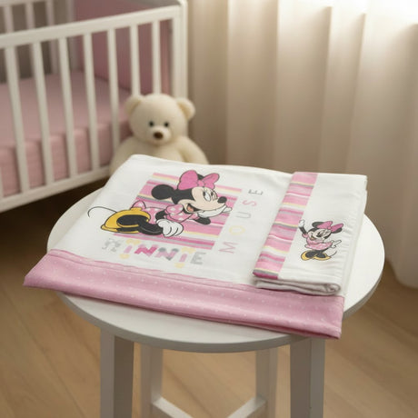 Completo lenzuola 3 pezzi culla/carrozzina Minnie Mouse  100% cotone - Disney Baby