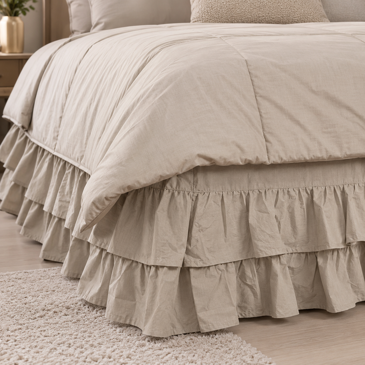 Vestiletto Matrimoniale con Balze Frill 100% Cotone - L'Atelier17