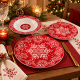 Servizio Piatti Natalizio 18pz Christmas Snowflakes - Vestiamo Casa