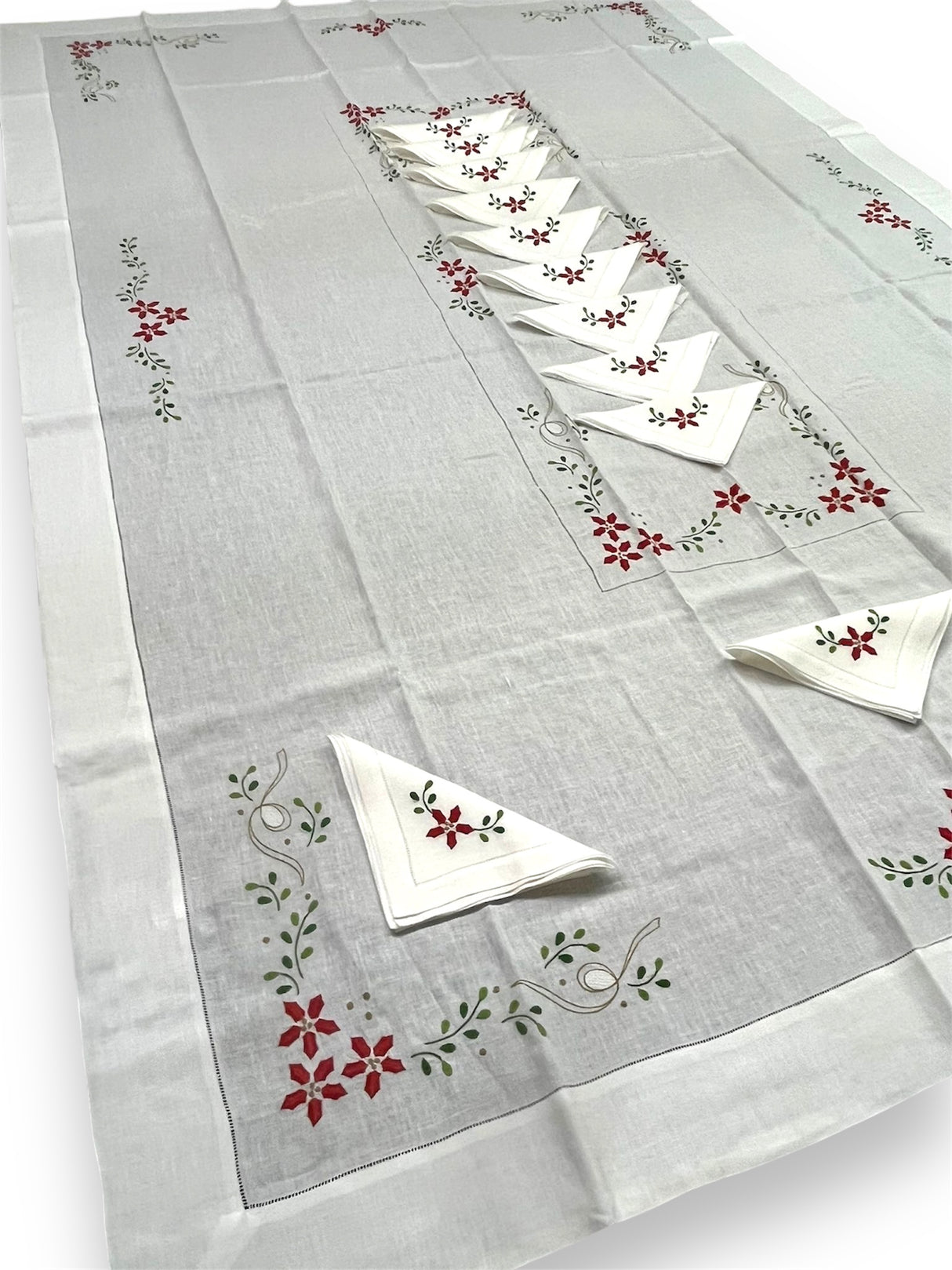 Servizio STELLA NATALE X12 in puro lino by Serendipity