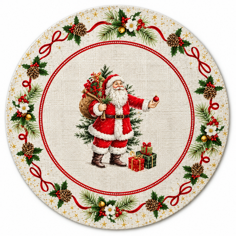 Set 6 Tovagliette Natalizie Rotonde Santa Claus Ø 38 cm - Arca