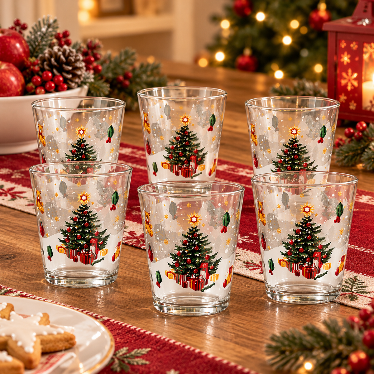 Set 6 Bicchieri Natalizi Christmas Tree in Vetro 300 ml - Arca