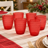 Set 6 Bicchieri Natalizi Christmas Essence in Vetro Rosso 280 ml - Arca