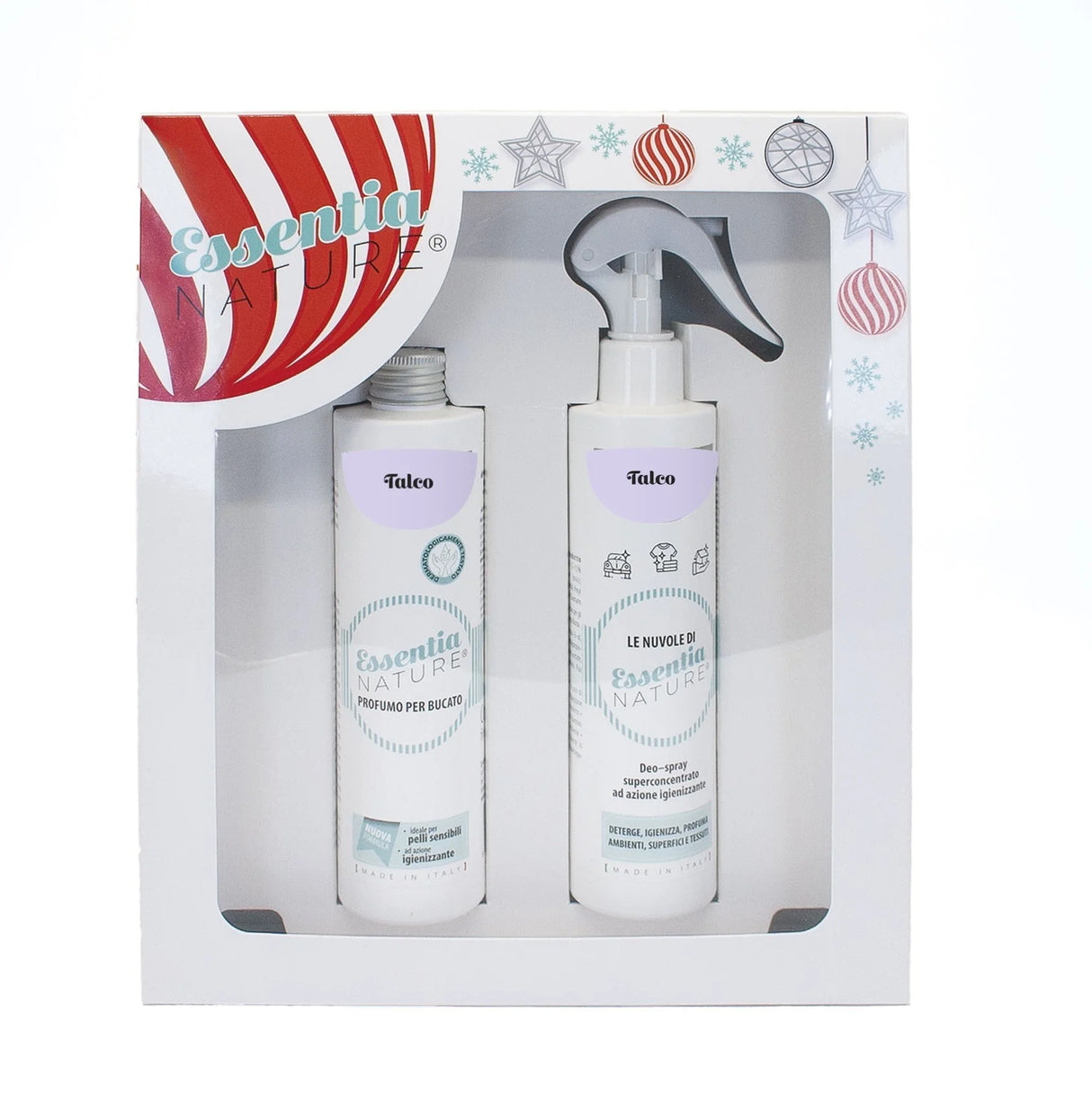 Gift Box Nuvole Spray Igienizzante profumato + Profumo Bucato 250 ml Talco - Essentia
