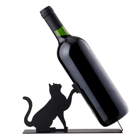 Portabottiglia in Metallo Nero Gatto 22x11 - Montemaggi