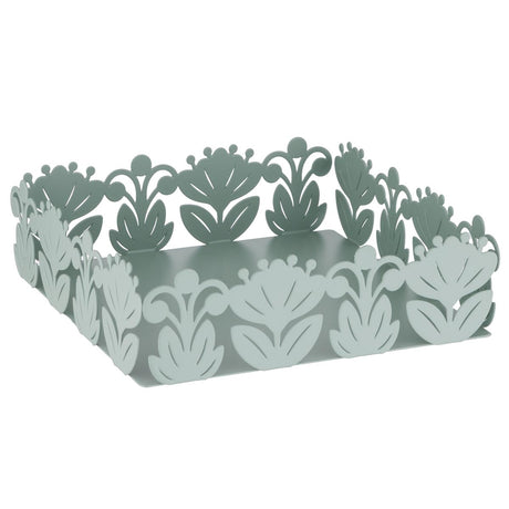Portatovaglioli Quadrato Ibiscus in Metallo Verde Chiaro 17x17x5 cm - Montemaggi