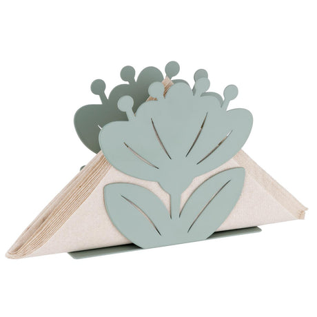 Portatovaglioli Rettangolare Ibiscus in Metallo Verde Chiaro 14x4x11 cm - Montemaggi