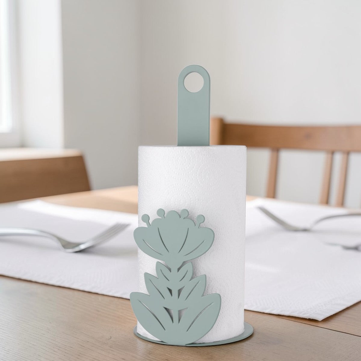 Portarotolo Ibiscus in Metallo Verde Chiaro 15x15x33 cm - Montemaggi