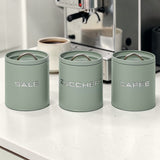 Kitchen Set Barattoli Sale e Zucchero in Metallo Verde Salvia 11x11x11 cm - Montemaggi