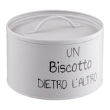 Happy Biscottiera in Metallo "Un biscotto dietro l'altro" Perla 1,5x21,5x12 cm - Montemaggi