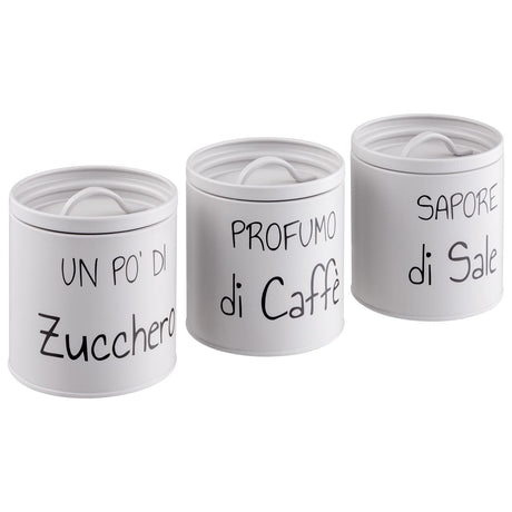 Happy Set Barattoli Sale e Zucchero in Metallo Perla 11x11x11 cm - Montemaggi