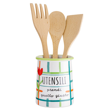Portautensili Stoneware Life Style ø9,5x12 cm - Montemaggi