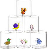 Set 6 Bicchieri Acqua 320ml con Decorazione Interna Animaletti in Vetro Borosilicato - Montemaggi