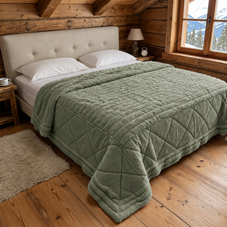 Trapunta Matrimoniale Bormio in Eco Lapin 260x260 cm - Linea oro