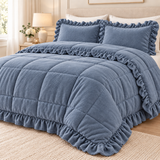 Trapunta Matrimoniale Lumiere Effetto Velluto con Rouches Imbottitura 270 g/m² - L'Atelier17