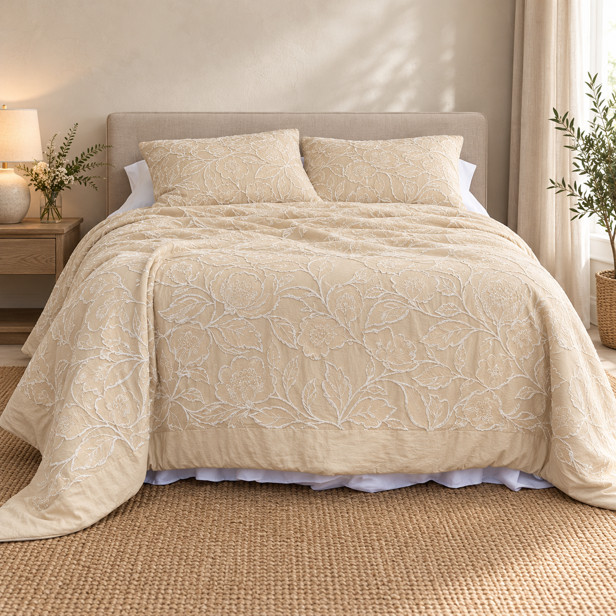 Trapunta Matrimoniale Soraya Jacquard 250 g/m² con Federe Coordinate - L'Atelier17
