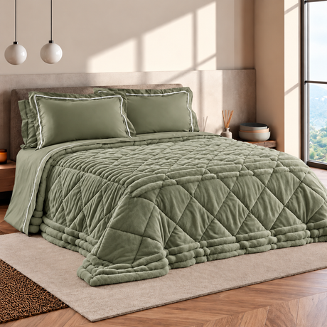 Trapunta Matrimoniale Bormio in Eco Lapin 260x260 cm - Linea oro