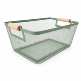 Cestino in Ferro Quadrato con Manico in Legno24,5 x 17,5 x h 11 cm o 35,5 x 23 x h 16 cm  – AD TREND