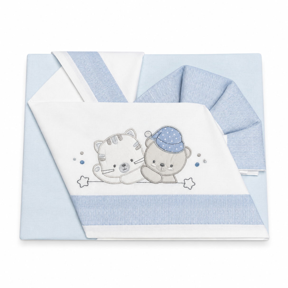 Completo Lenzuola Baby Friends per Carrozzina o Co-sleeping 100% Cotone 3 Pezzi - Bruco Bruco