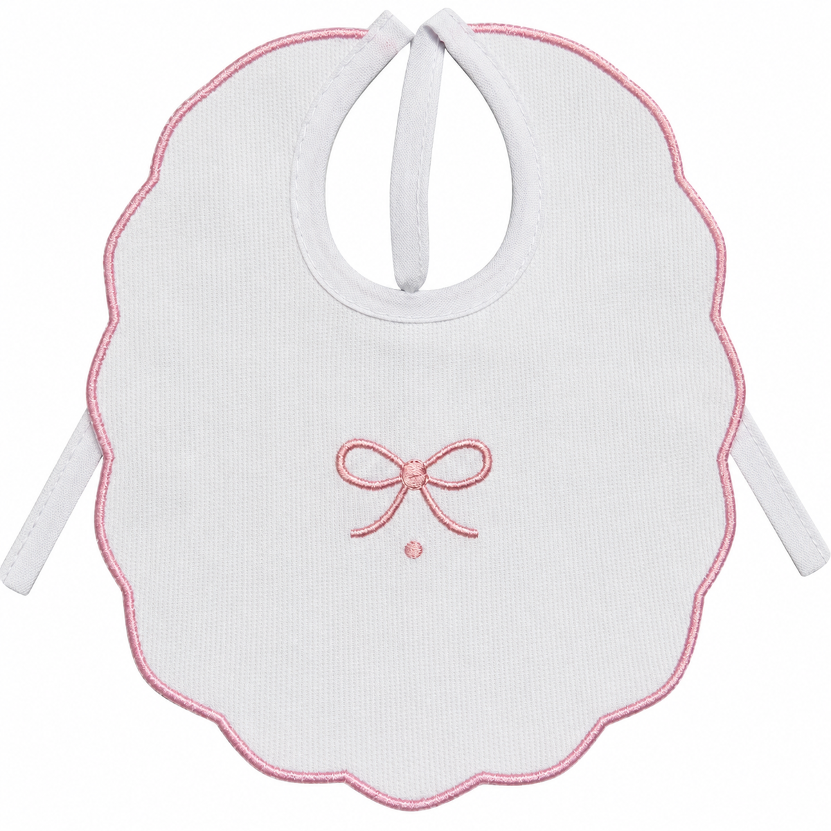 Bavetta in Piquet Neonato con Fiocco Ricamato 100% Cotone art. IR235/1 - Irge Baby