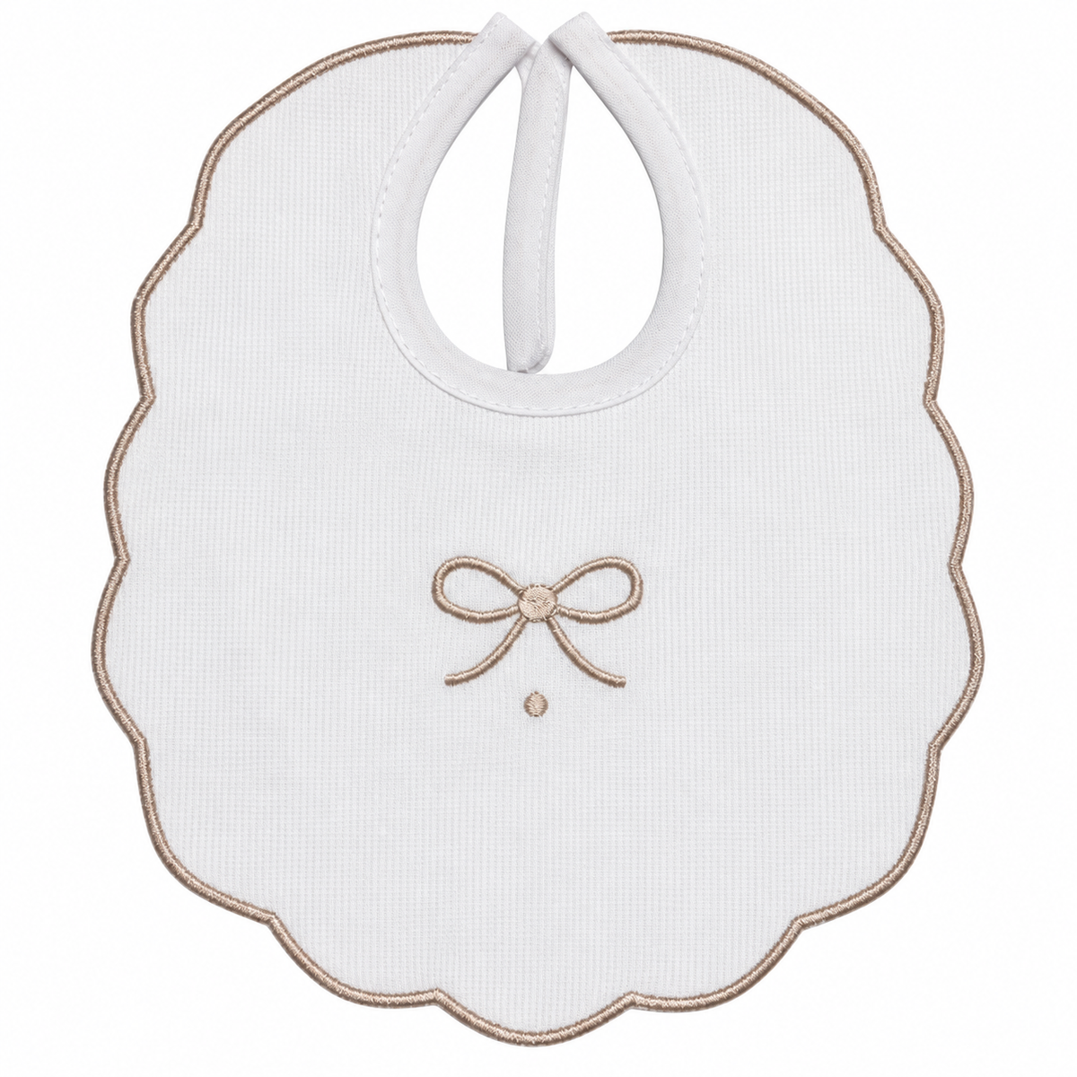 Bavetta in Piquet Neonato con Fiocco Ricamato 100% Cotone art. IR235/1 - Irge Baby