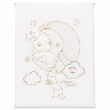 Copertina Culla Ricamata Orsetto Luna 100% Cotone NG252 dis.51 - Nazareno Gabrielli