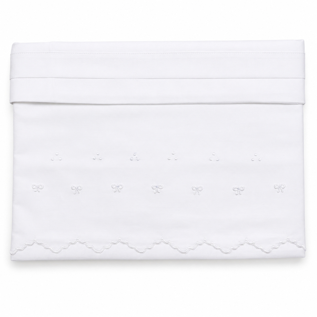 Completo Lenzuola Culla Dolce Fiocco Ricamato a Mano 100% Cotone 3 Pezzi – Elite