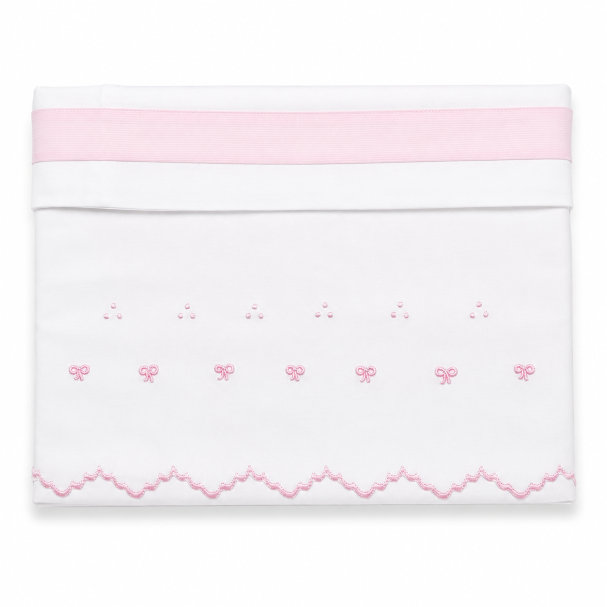 Completo Lenzuola Culla Dolce Fiocco Ricamato a Mano 100% Cotone 3 Pezzi – Elite