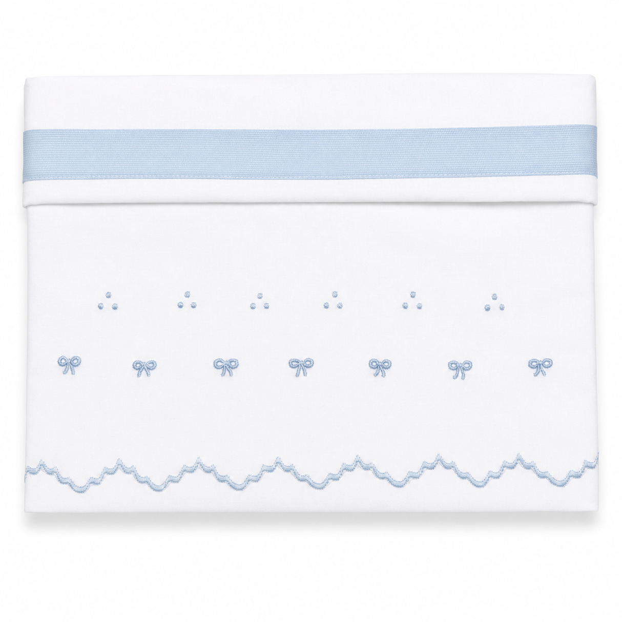 Completo Lenzuola Culla Dolce Fiocco Ricamato a Mano 100% Cotone 3 Pezzi – Elite