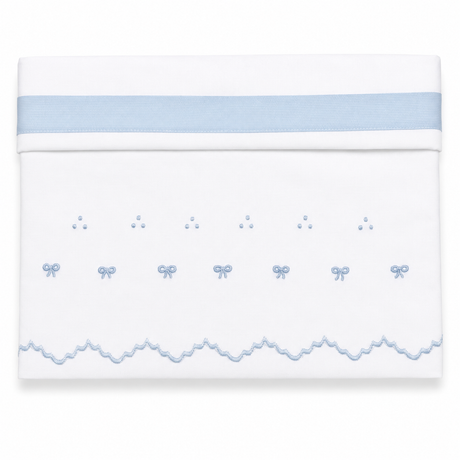 Completo Lenzuola Culla Dolce Fiocco Ricamato a Mano 100% Cotone 3 Pezzi – Elite