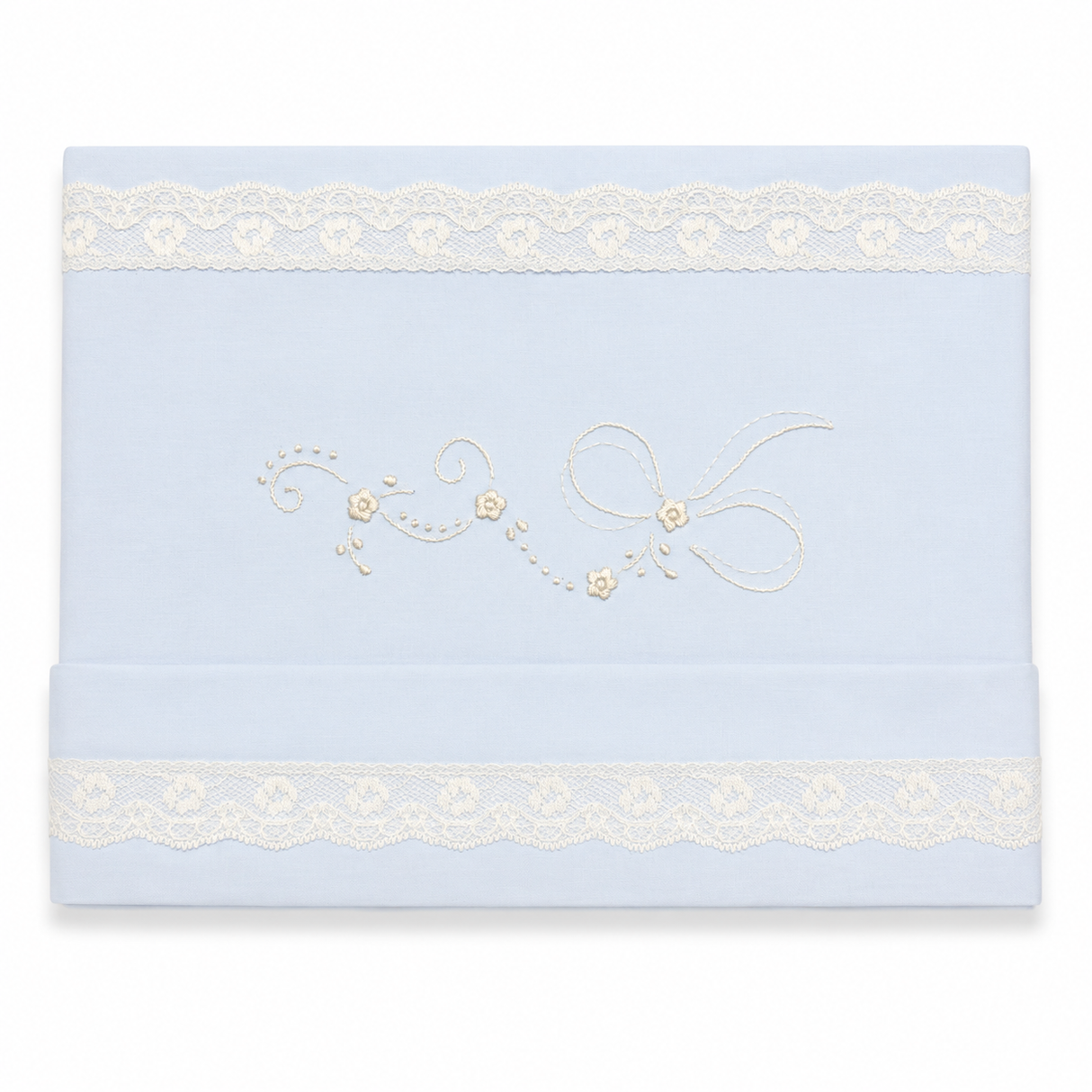 Completo Lenzuola Culla Chantilly Ricamato a Mano 100% Cotone 3 Pezzi – Elite