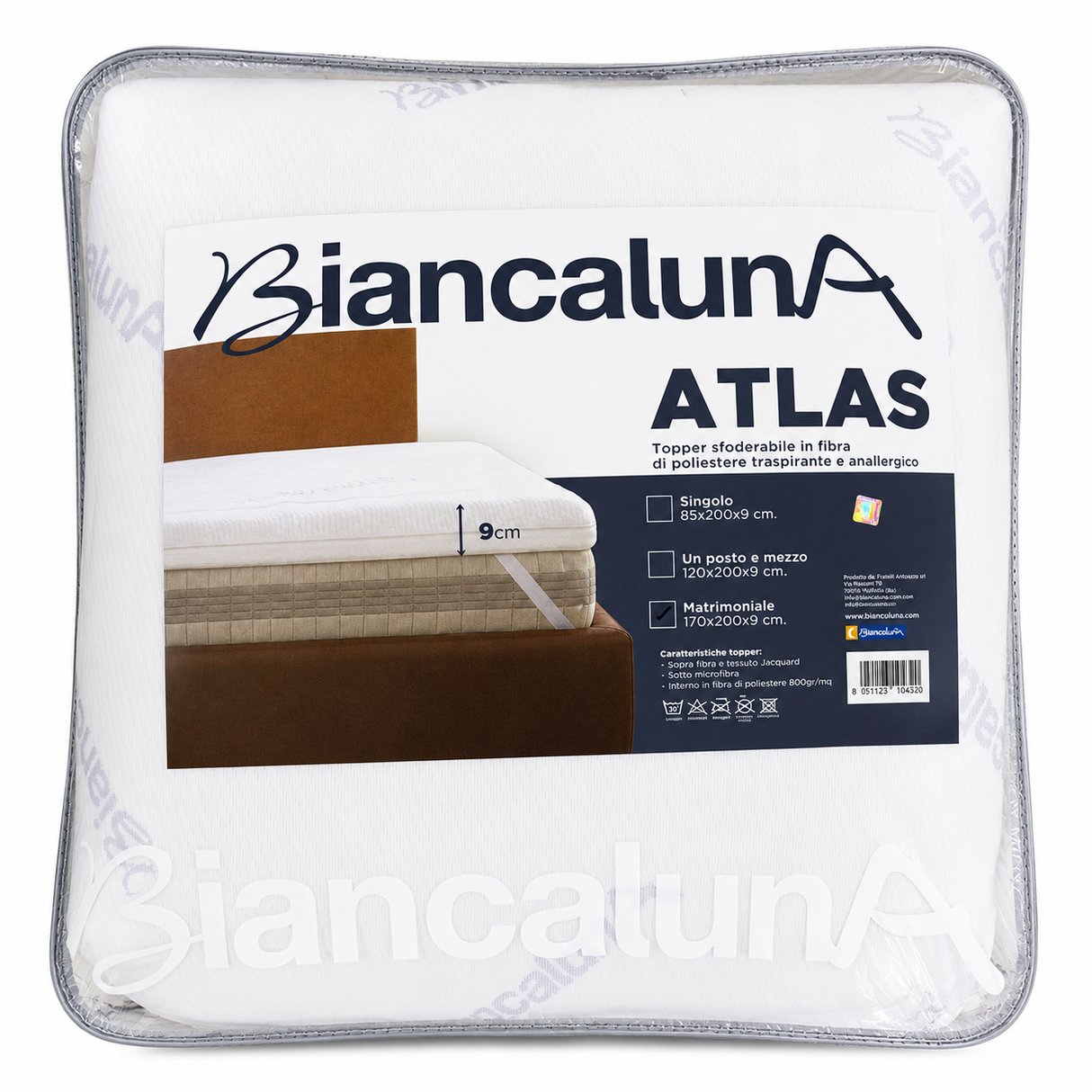 Topper Atlas Sfoderabile, Traspirabile e Anallergico - Biancaluna