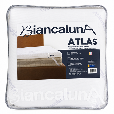 Topper Atlas Sfoderabile, Traspirabile e Anallergico - Biancaluna