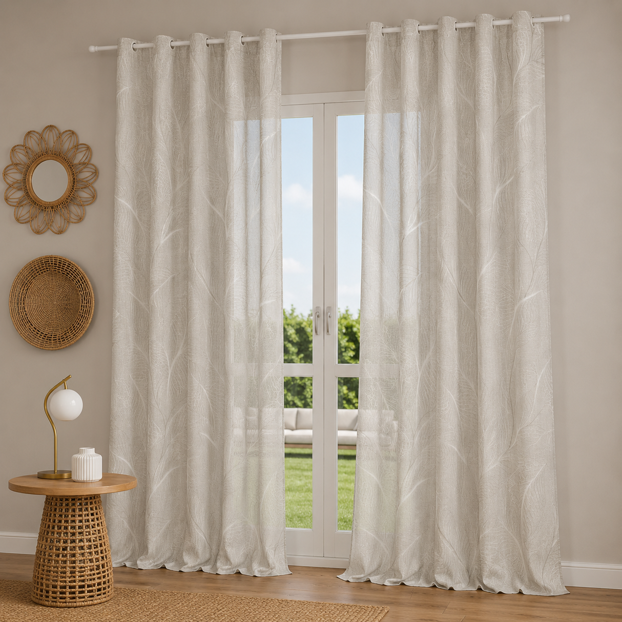Pannello Tenda con Fascia Copri Bastone Moringa Maè 145x290 cm - Via Roma 60