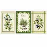 Tris Strofinacci da Cucina Olive 50x70cm - Linea Oro