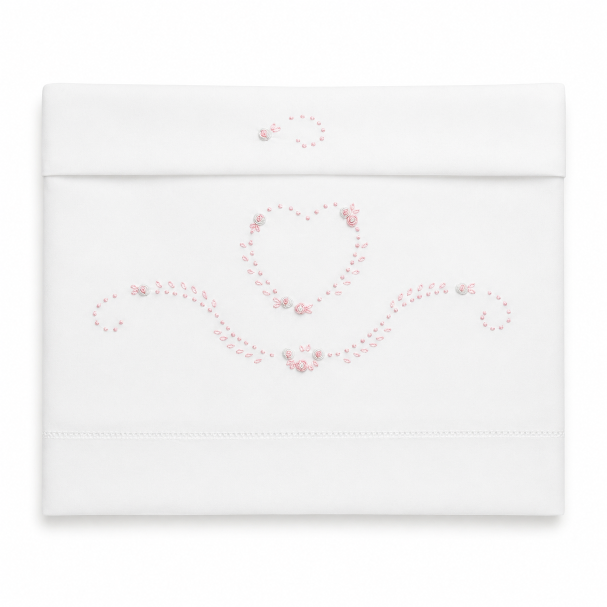 Completo Lenzuola Culla Ricamo d’Amore Ricamato a Mano 100% Cotone 3 Pezzi – Elite