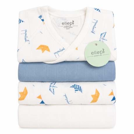 Set Regalo Neonato con Body e Teli di Garza 100% Cotone - Ellepi