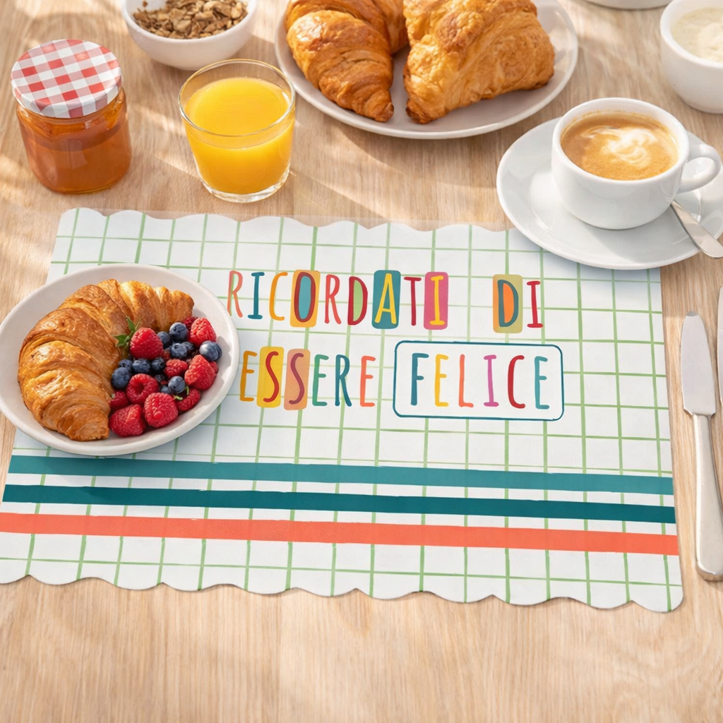 Set 2 Tovagliette Sagomate "Ricordati di essere felice" 43,5x28,5 cm - Montemaggi