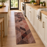 Passatoia Cucina Antiscivolo Geometric Wood Effetto Lino con Fondo Gommato