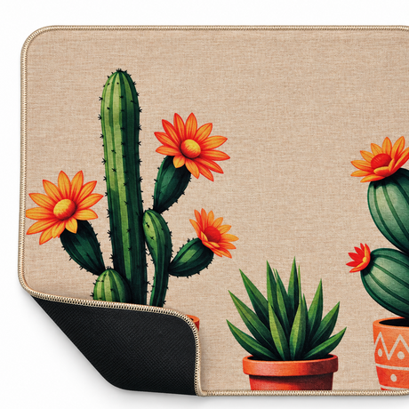Passatoia Cucina Antiscivolo Cactus Effetto Lino con Fondo Gommato