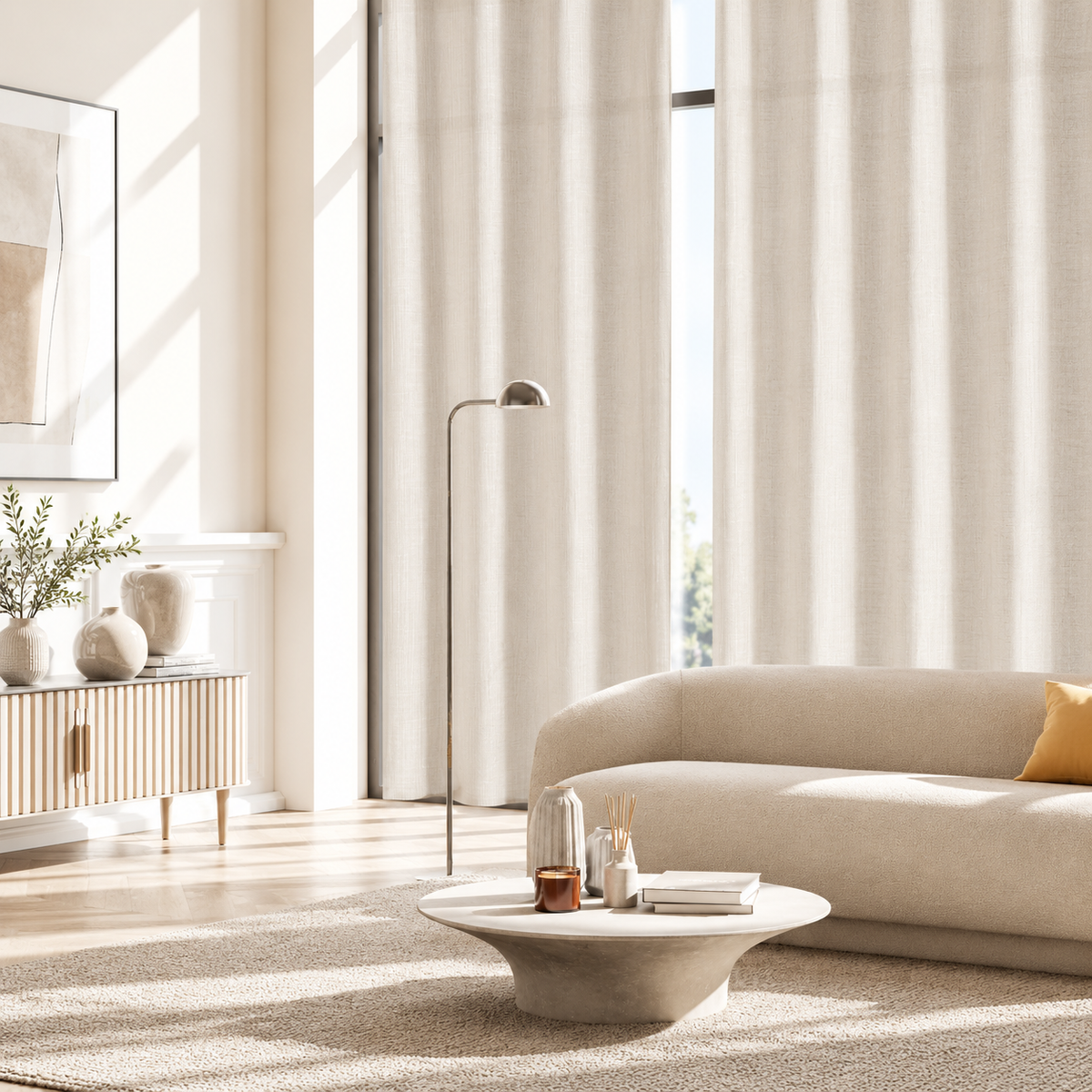 Pannello Tenda Bouclè Strasburgo con Borchie e Finitura con Piombo 140x280cm - Linea Oro