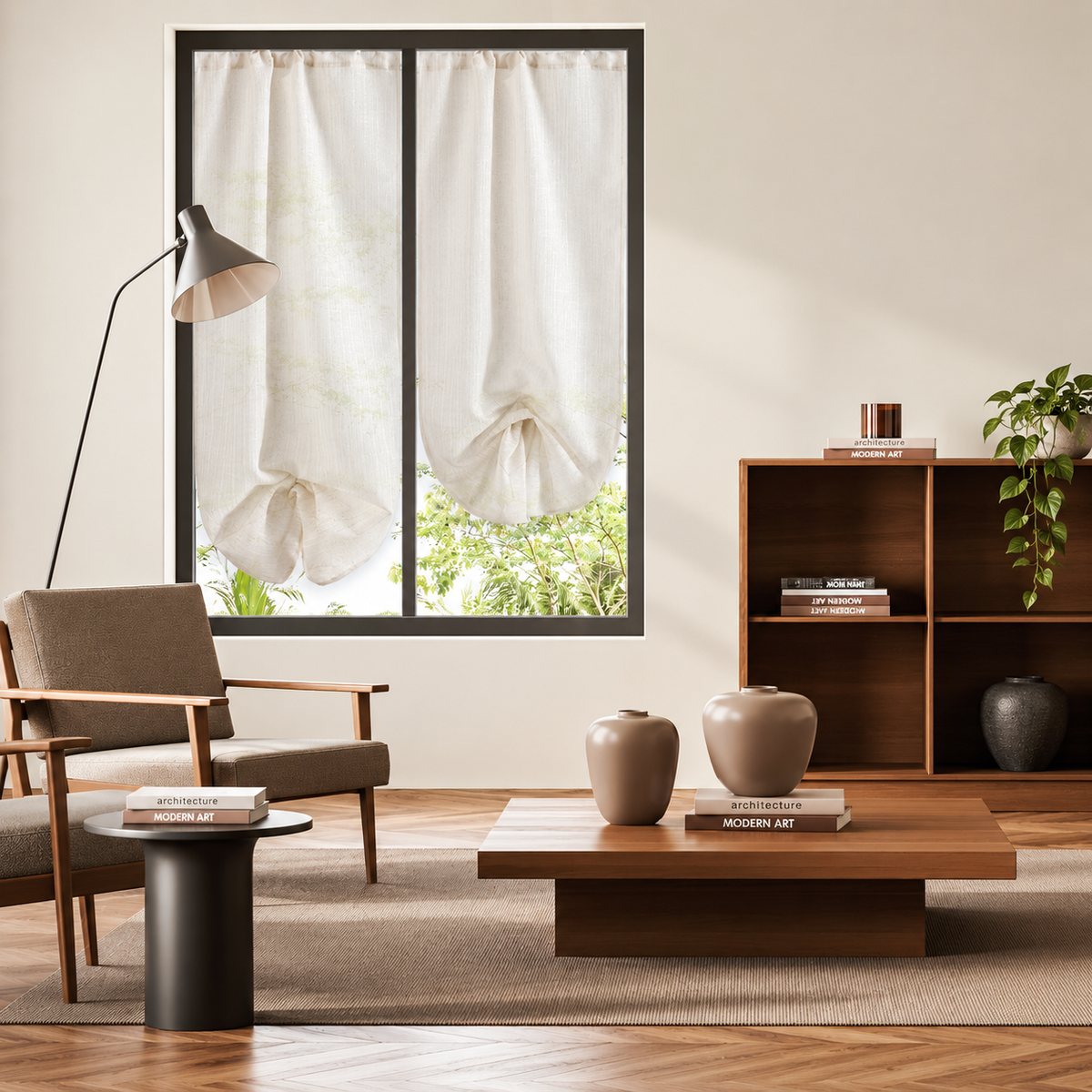 Coppia Tendine Bouclè Strasburgo con Tunnel e Roll Up Centrale 60x150cm o 60x230cm - Linea Oro