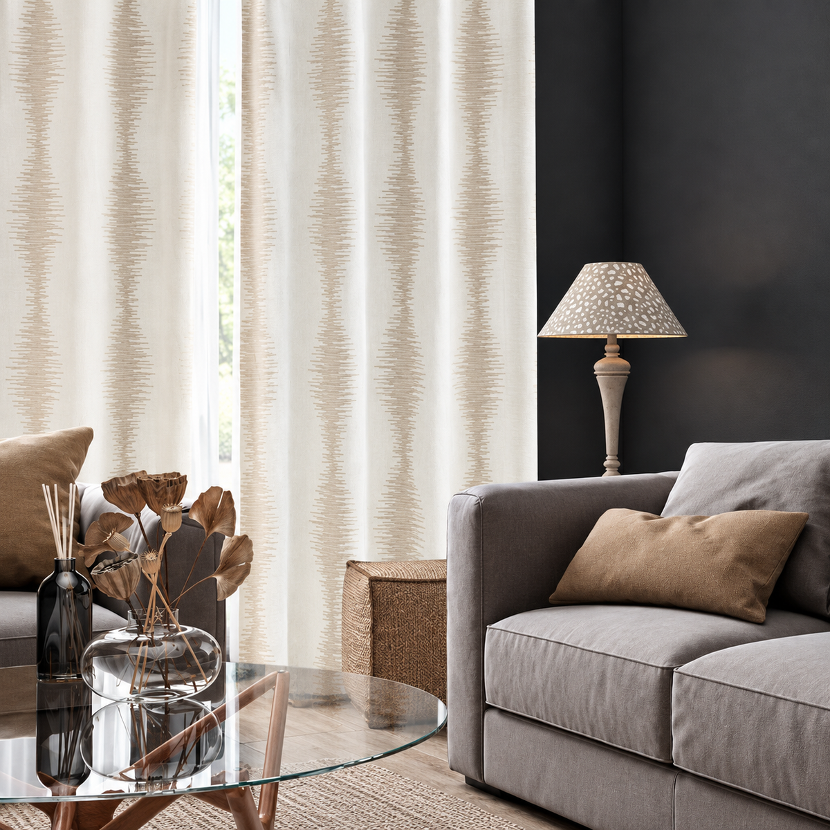 Pannello Tenda Ricamato Lagos con Borchie e Finitura con Piombo 140x280cm - Linea Oro