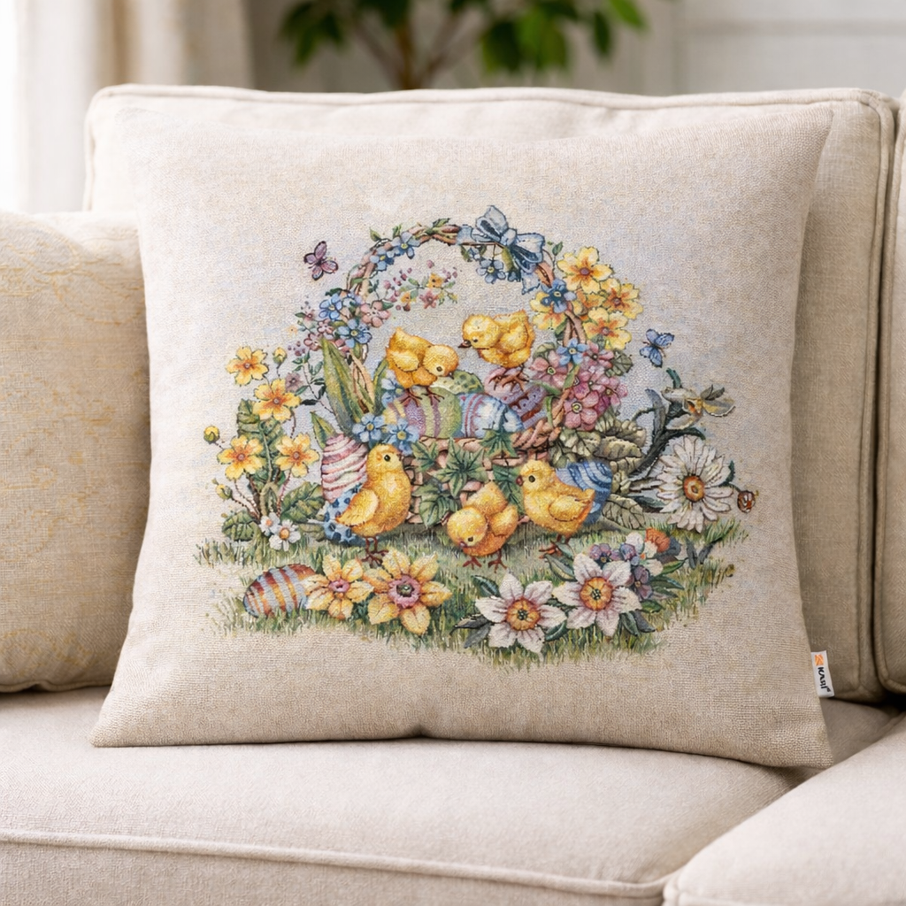 Tovaglia e Complementi Arredo EASTER DUCK in Gobelin 100% Cotone Made in Italy – Rotonda, Runner, Copritavola e Cuscino