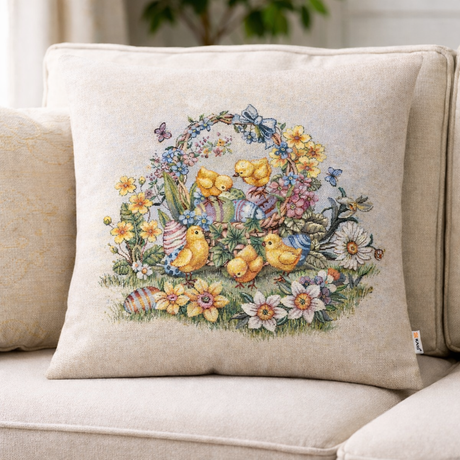 Tovaglia e Complementi Arredo EASTER DUCK in Gobelin 100% Cotone Made in Italy – Rotonda, Runner, Copritavola e Cuscino