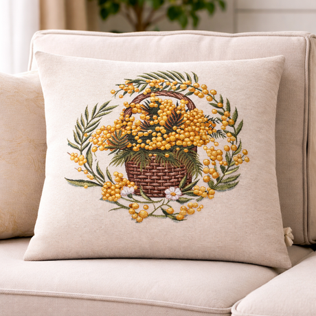 Tovaglia e Complementi Arredo Mimosa in Gobelin 100% Cotone Made in Italy – Rotonda, Runner, Copritavola e Cuscino